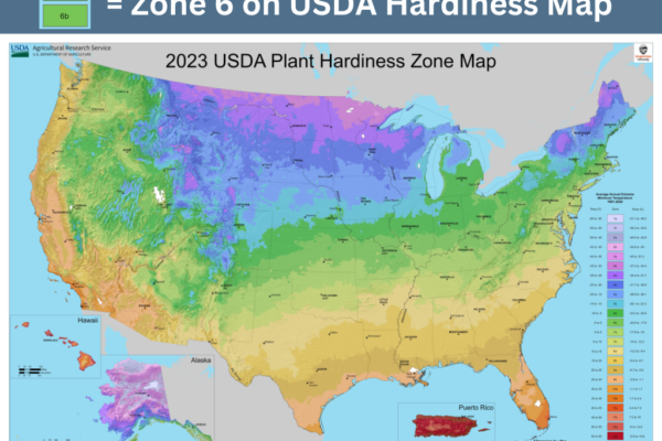 Hardiness Zone Map showing Zone 6 specifically