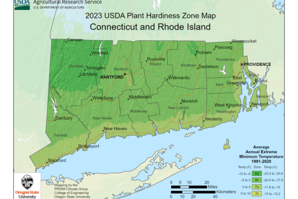 Shows growing zones in Connecticut