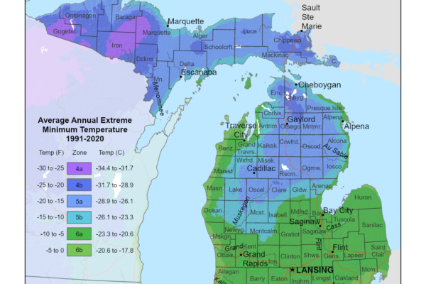 shows growing zones in Michigan