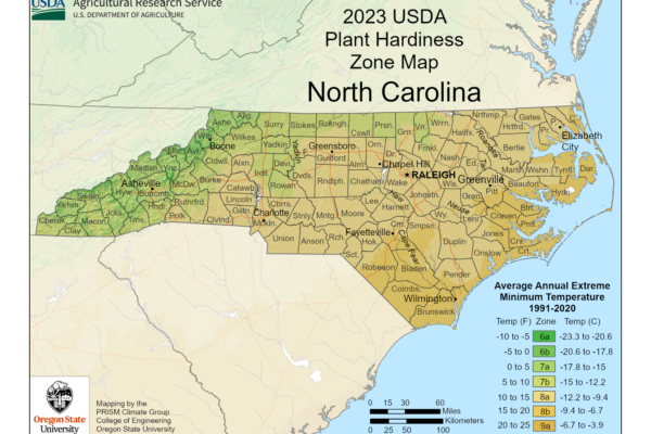 Shows growing zones in North Carolina