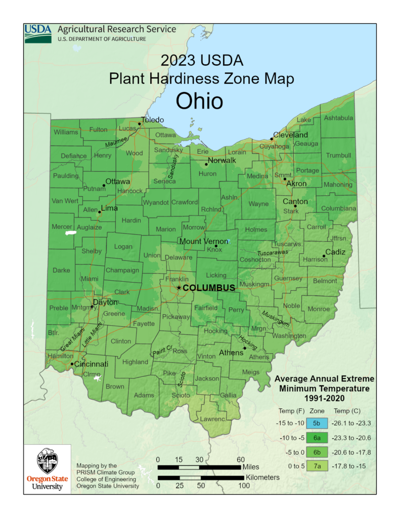 State of Ohio Planting zones