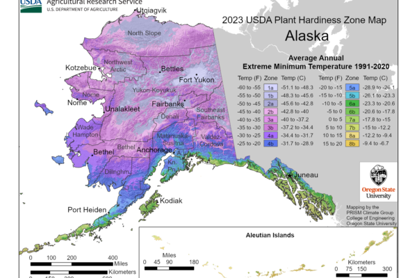 Shows planting and growing zones in Alaska