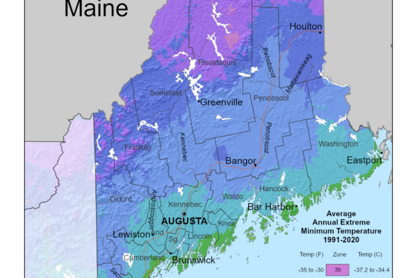 Shows growing and planting zones in Maine